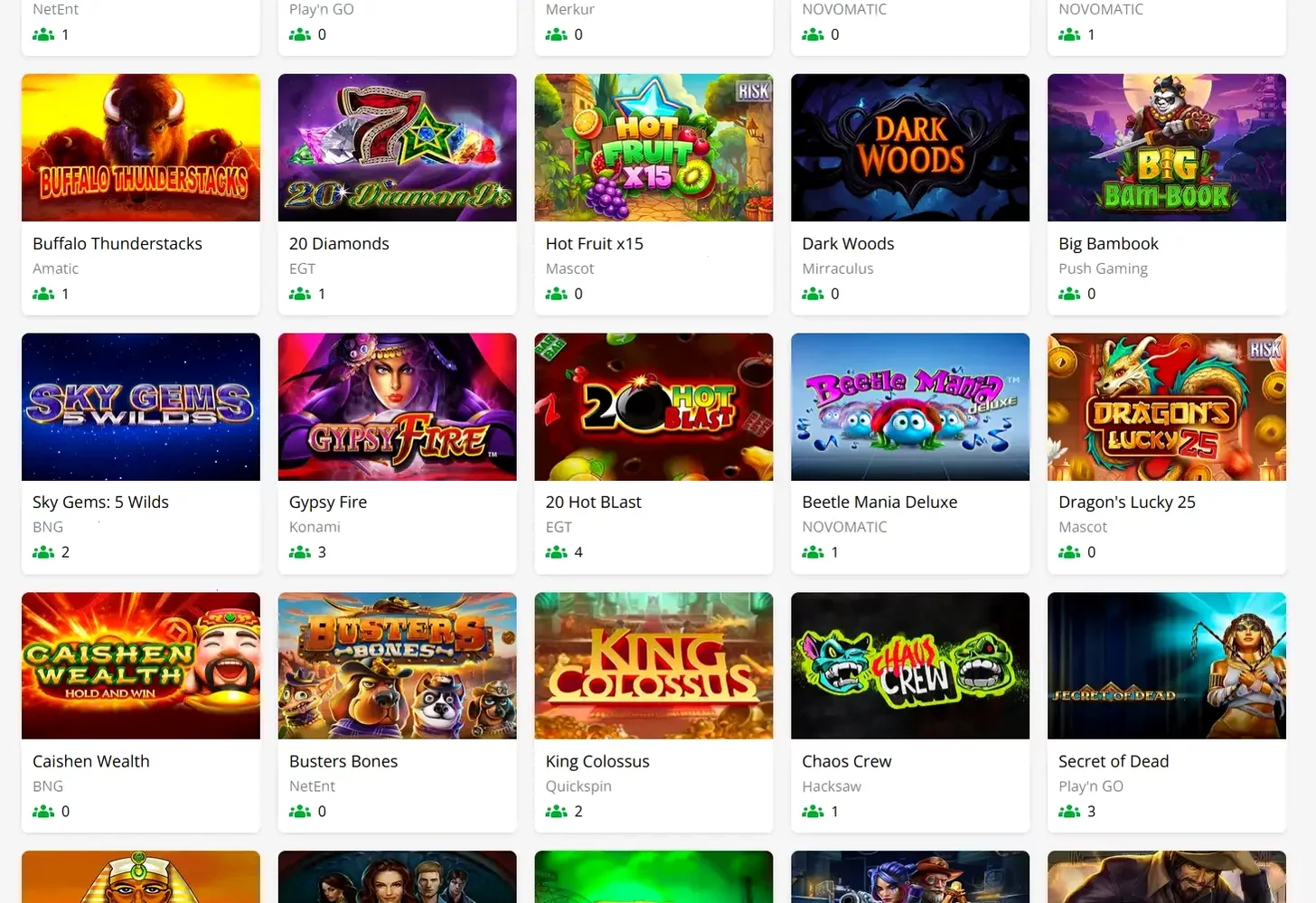 Игровой каталог Pin-Up casino